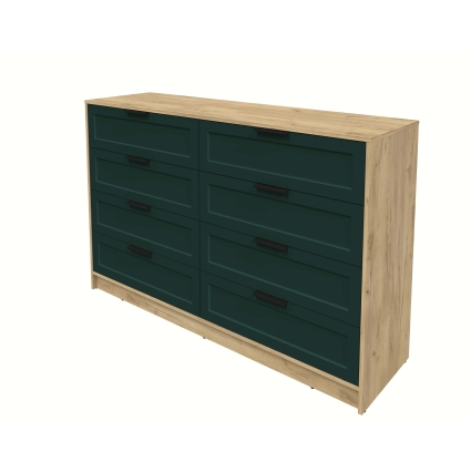 Kомод Тренд КТ-К157 (Дуб золотой ЛДСП/ Изумруд ЛМДФ) Ш1565 В1020 Г451